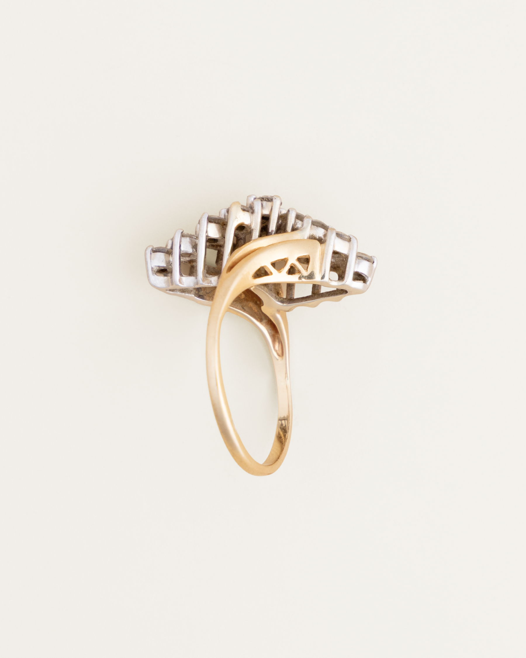 14K Two-Tone 1ctw Diamond Bypass Ring