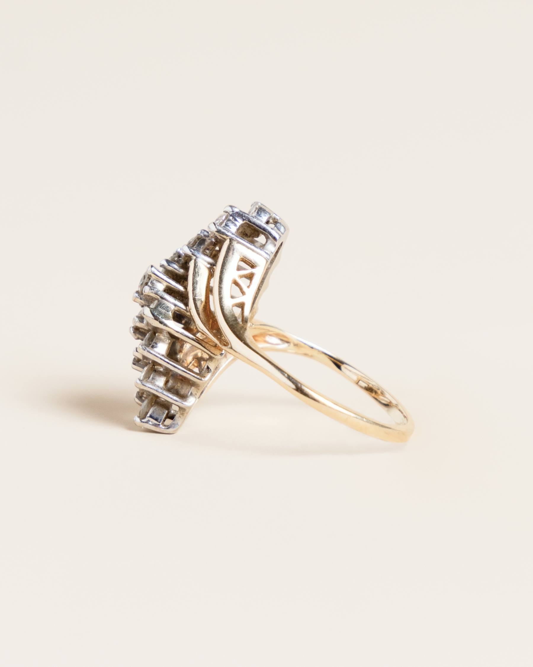 14K Two-Tone 1ctw Diamond Bypass Ring