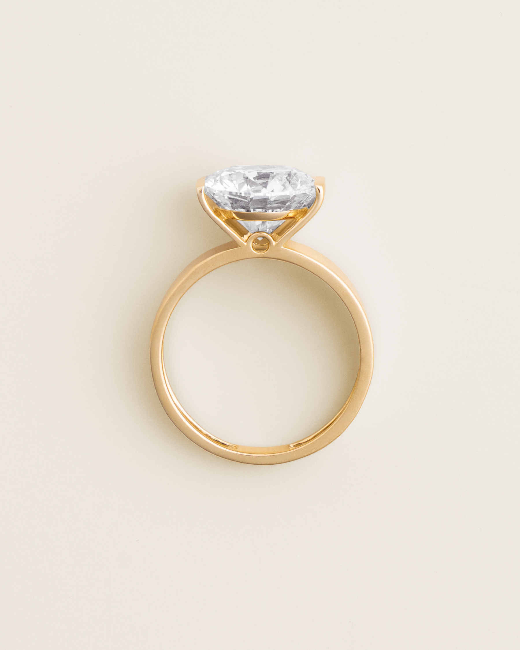 18K 4ct Lab-Grown Diamond Half-Bezel Solitaire