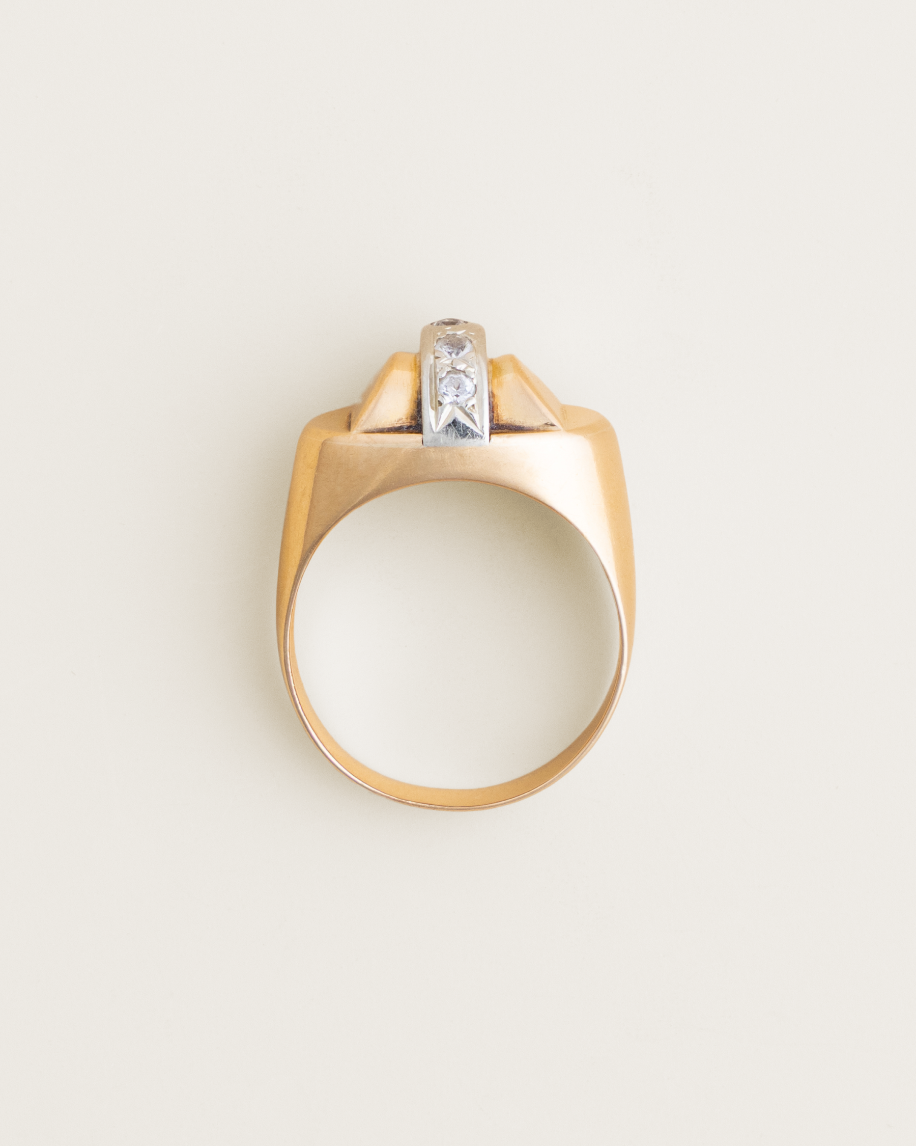 French Estate 18K Two-Tone 5-Stone Topaz Ring
