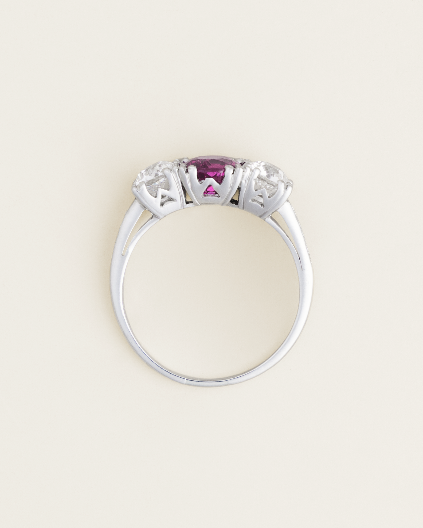 Platinum 1.24ct Unheated Ceylon Pink Sapphire & Diamond Ring