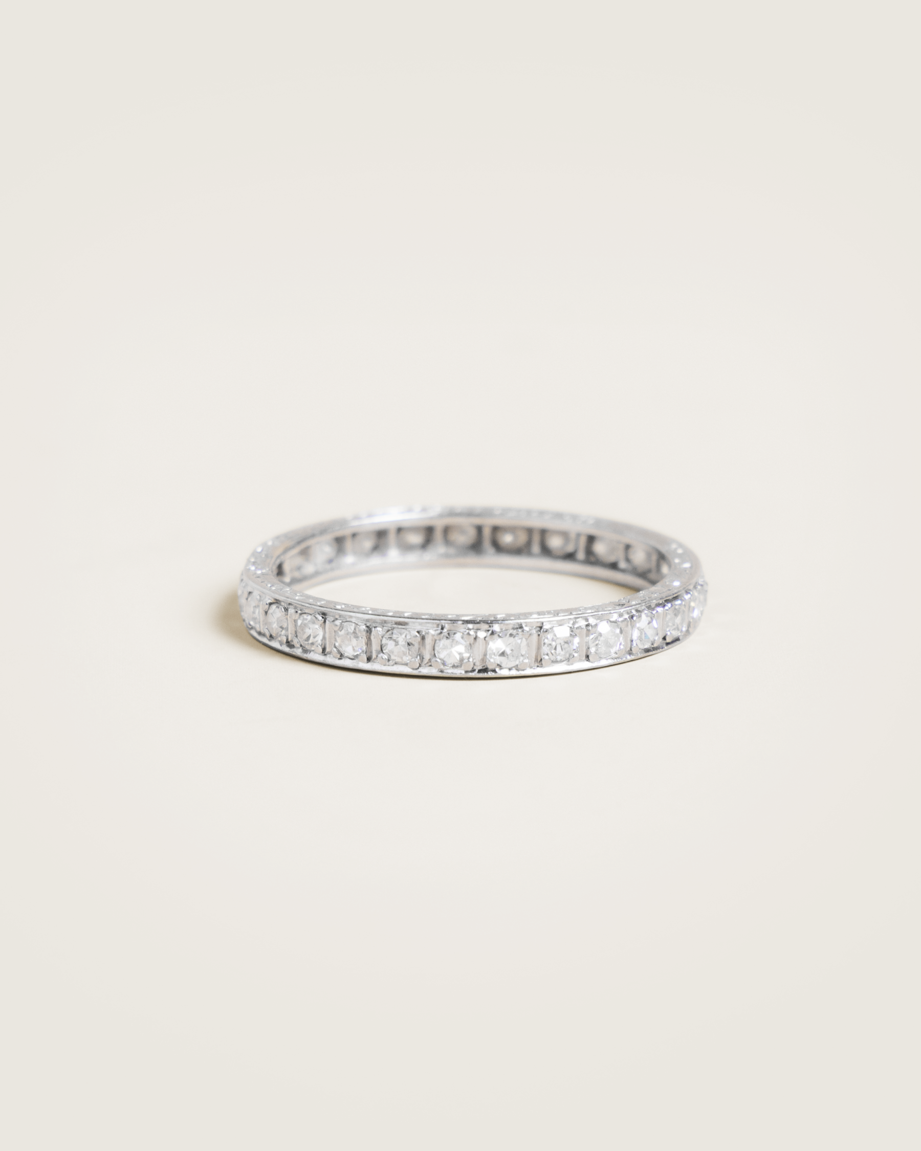 Art Deco French Hallmarked Platinum Diamond Eternity Band