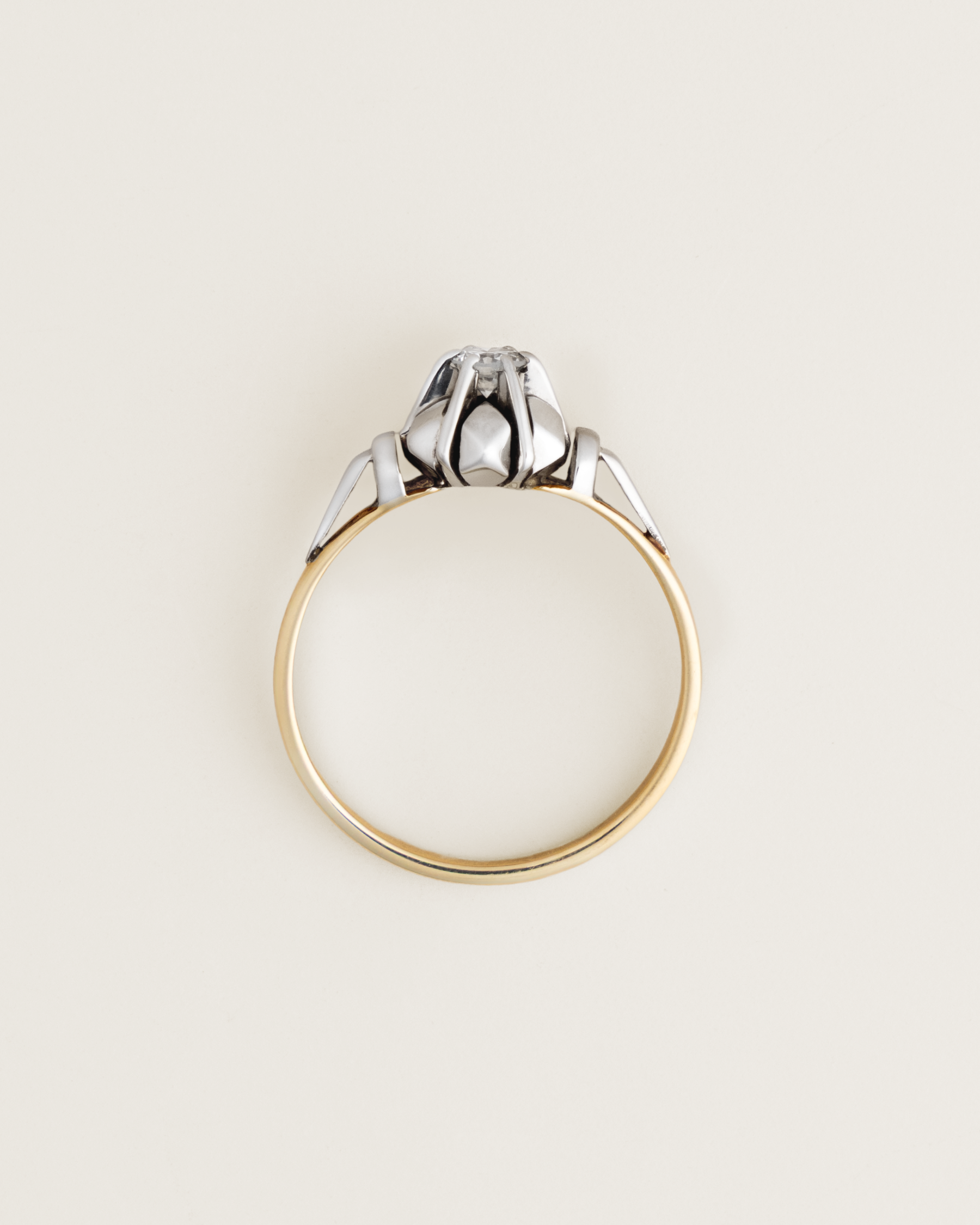 Mid-Century 14K Bicolor Star-Set 0.13ct Diamond Ring