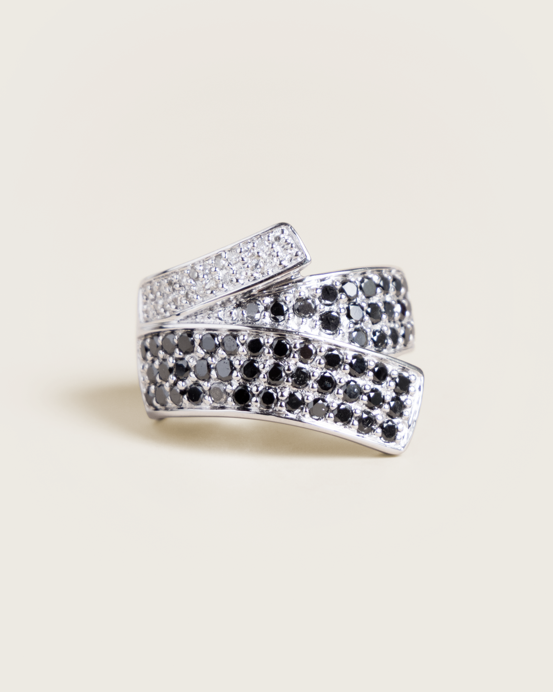 18K Black & White Diamond Cocktail Ring
