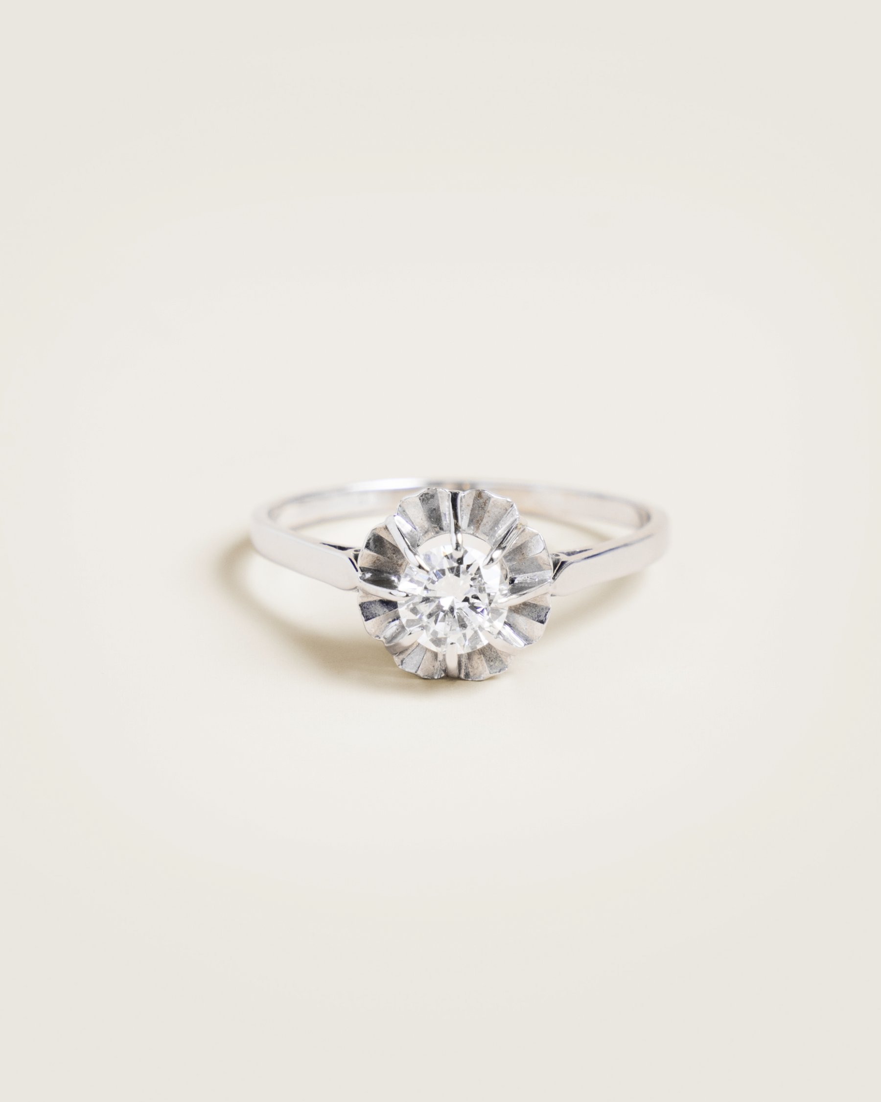 Mid-Century 18K 0.54ct Diamond Buttercup Solitaire