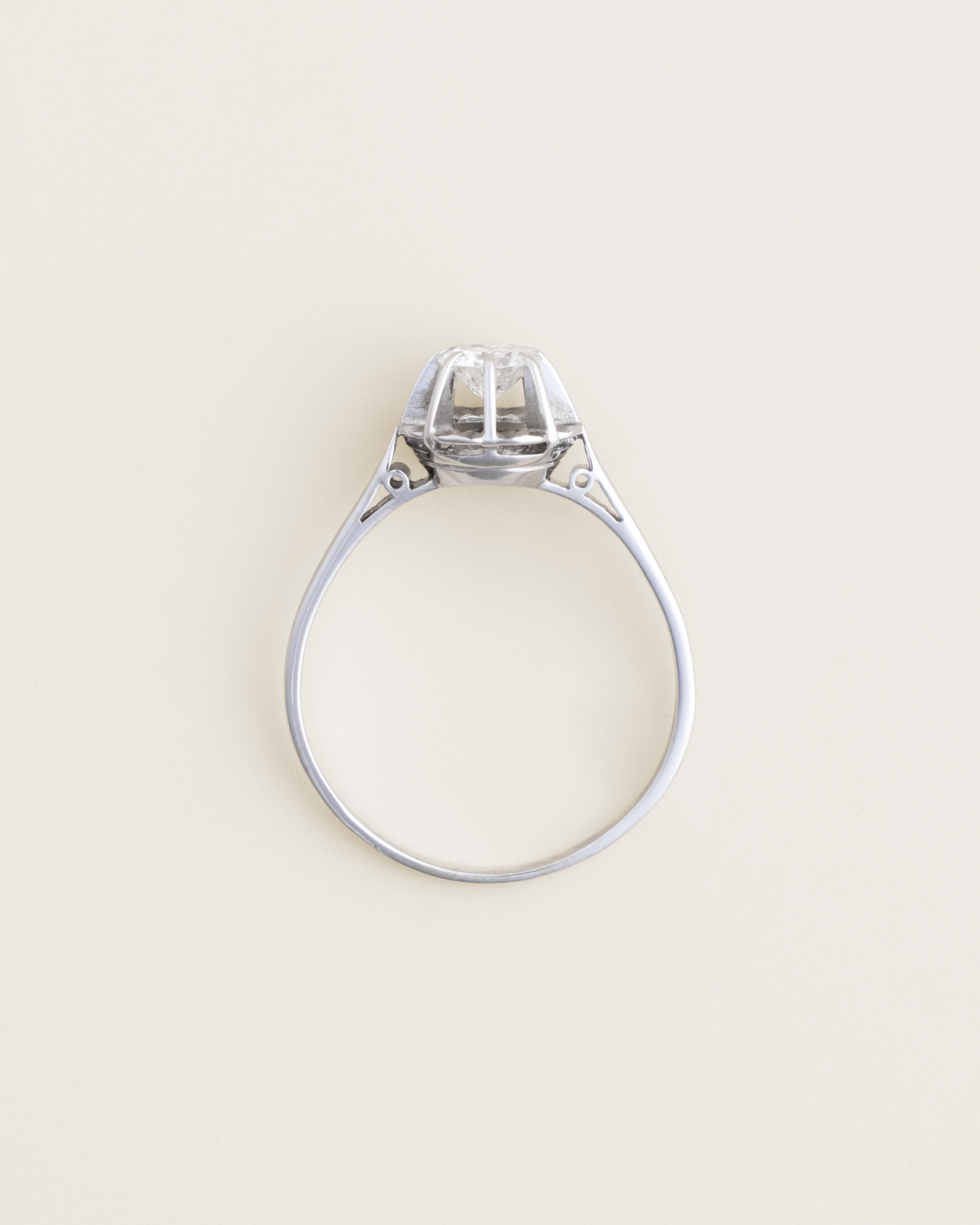 Mid-Century 18K 0.54ct Diamond Buttercup Solitaire