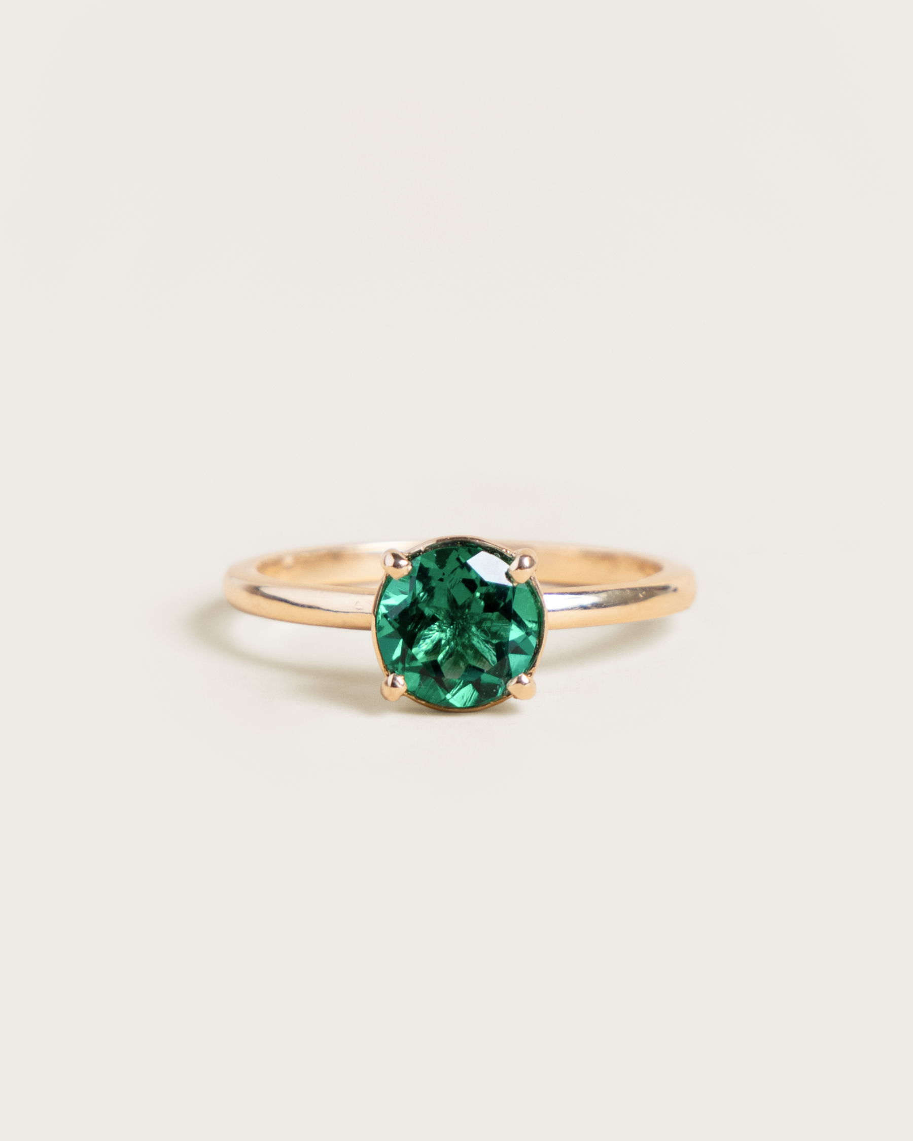 14K Lab-Grown Round Emerald Solitaire
