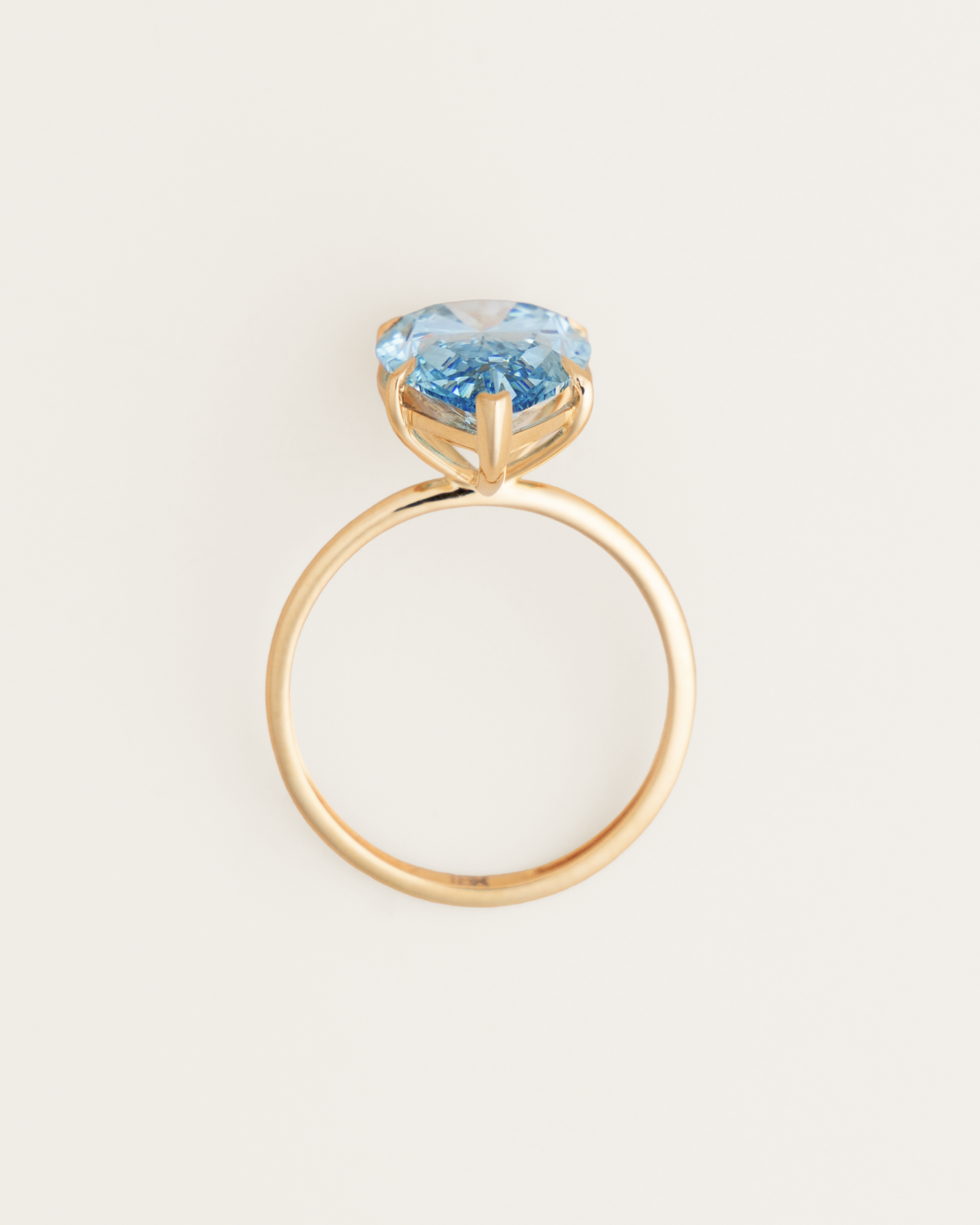 18K 5.27ct Lab-Grown Fancy Vivid Blue Pear Diamond Solitaire