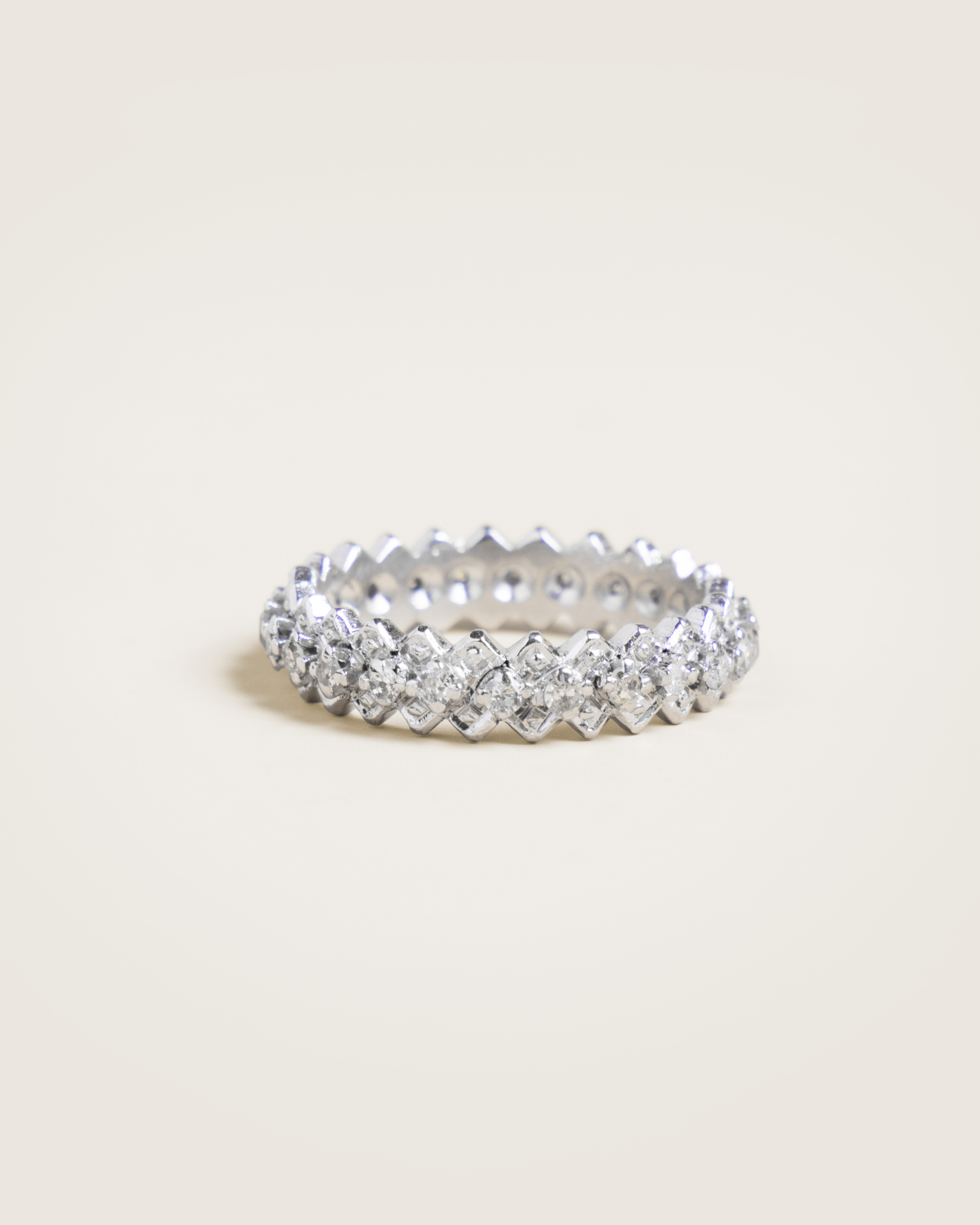 French Platinum 0.72ctw Single-Cut Diamond Eternity Ring