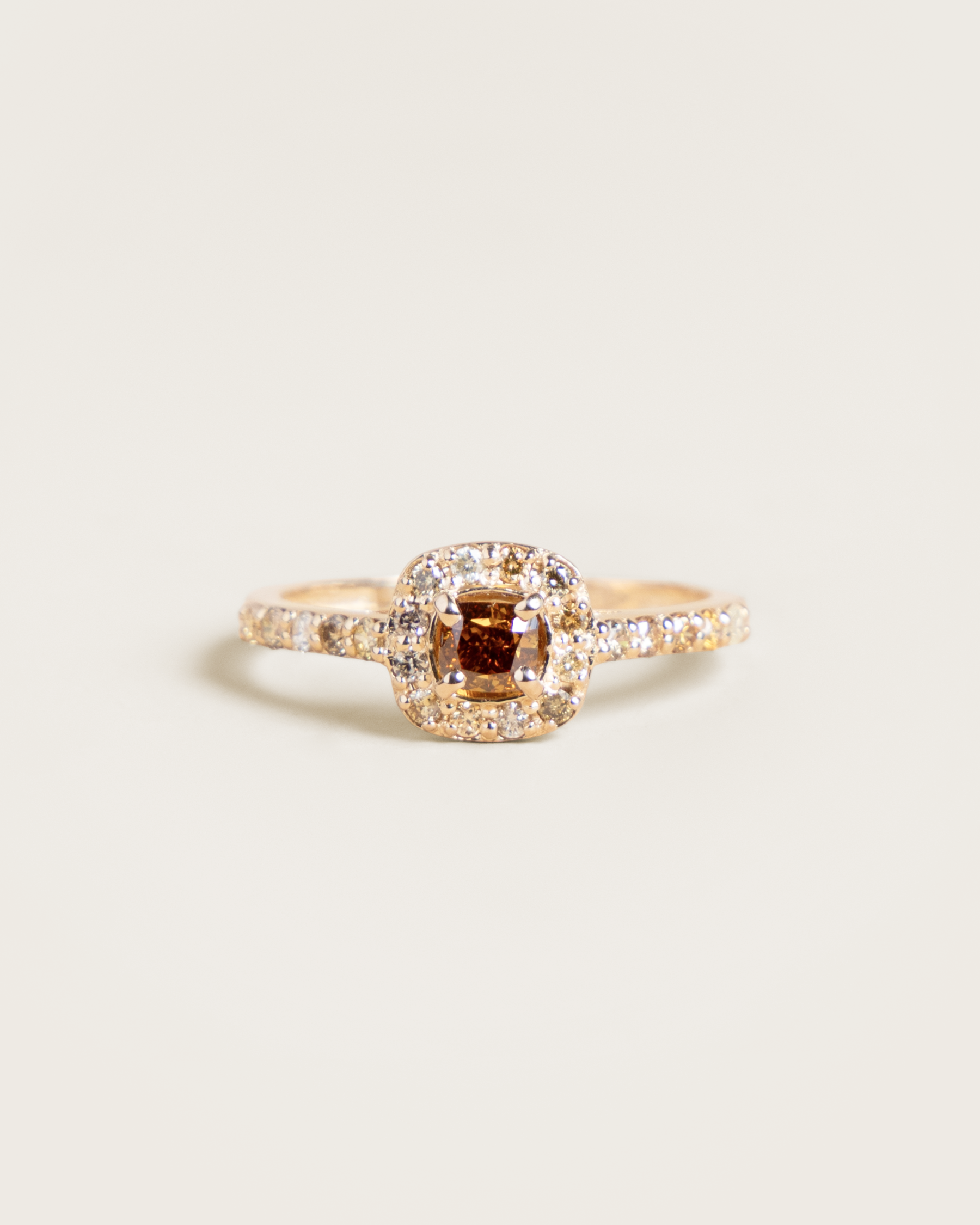 14K 0.71ctw Natural Fancy Cognac & Champagne Diamond Halo Ring