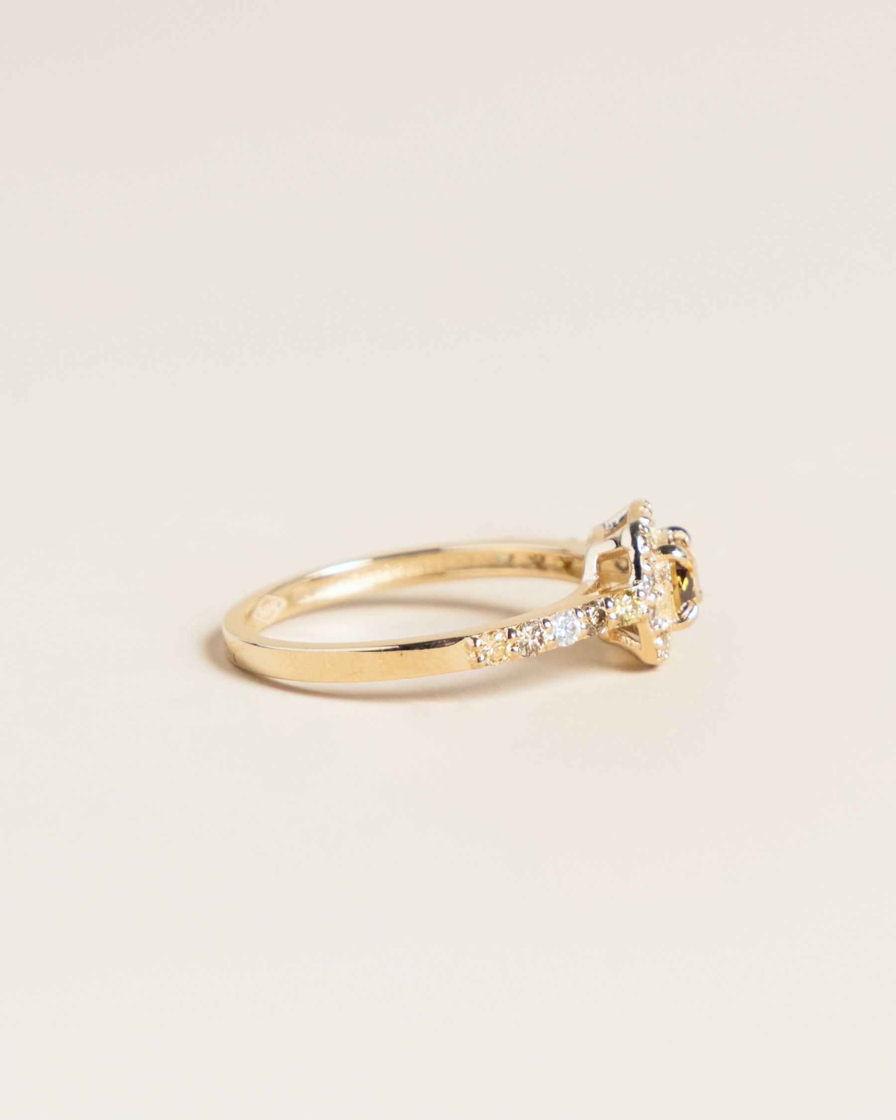 14K 0.71ctw Natural Fancy Cognac & Champagne Diamond Halo Ring
