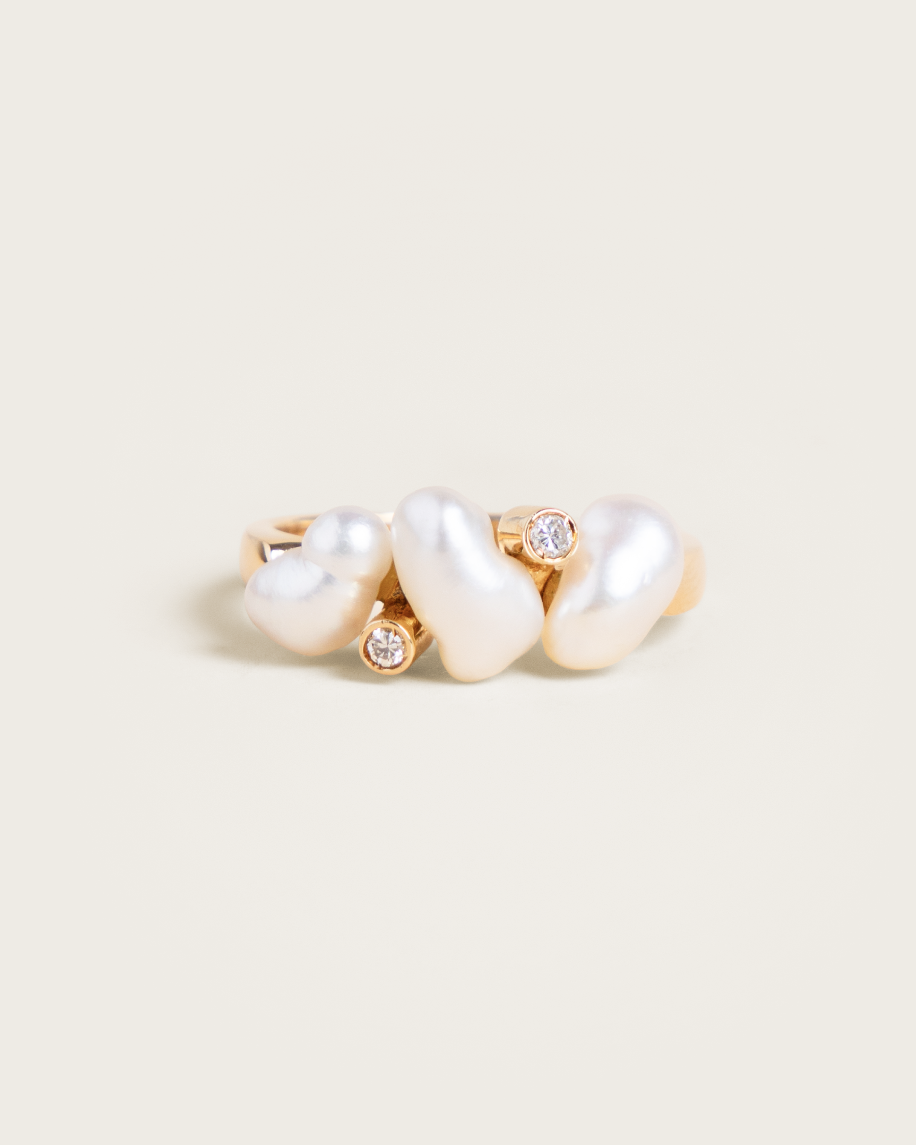 18K Freshwater Pearl and Diamond Cluster Ring
