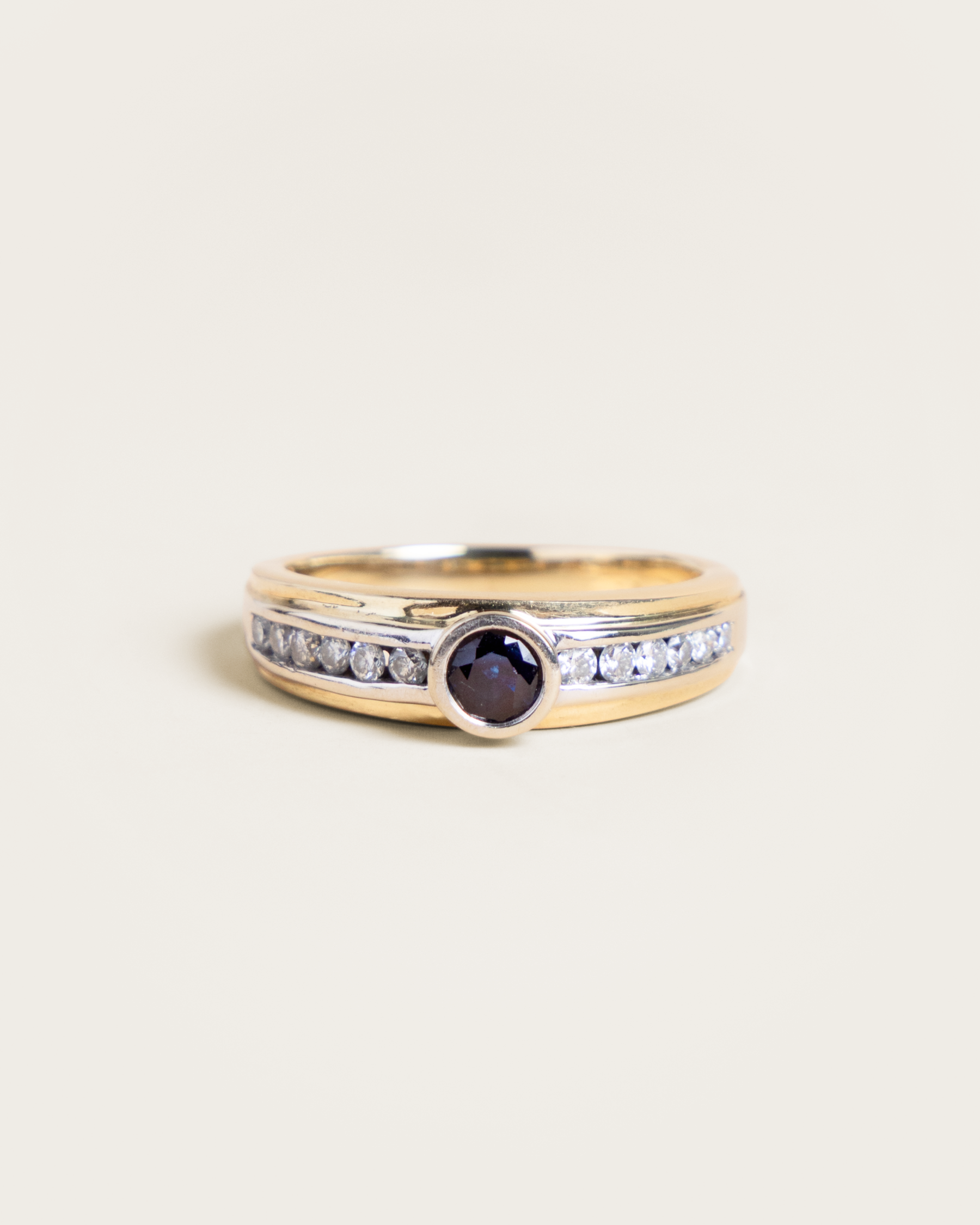 14K 0.31ct Sapphire and 0.31ctw Channel-Set Diamond Ring