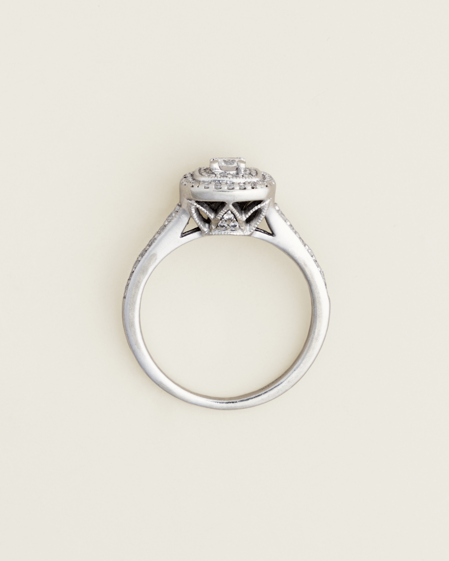 10K Milgrain 0.33ctw Double Halo Diamond Cluster Ring