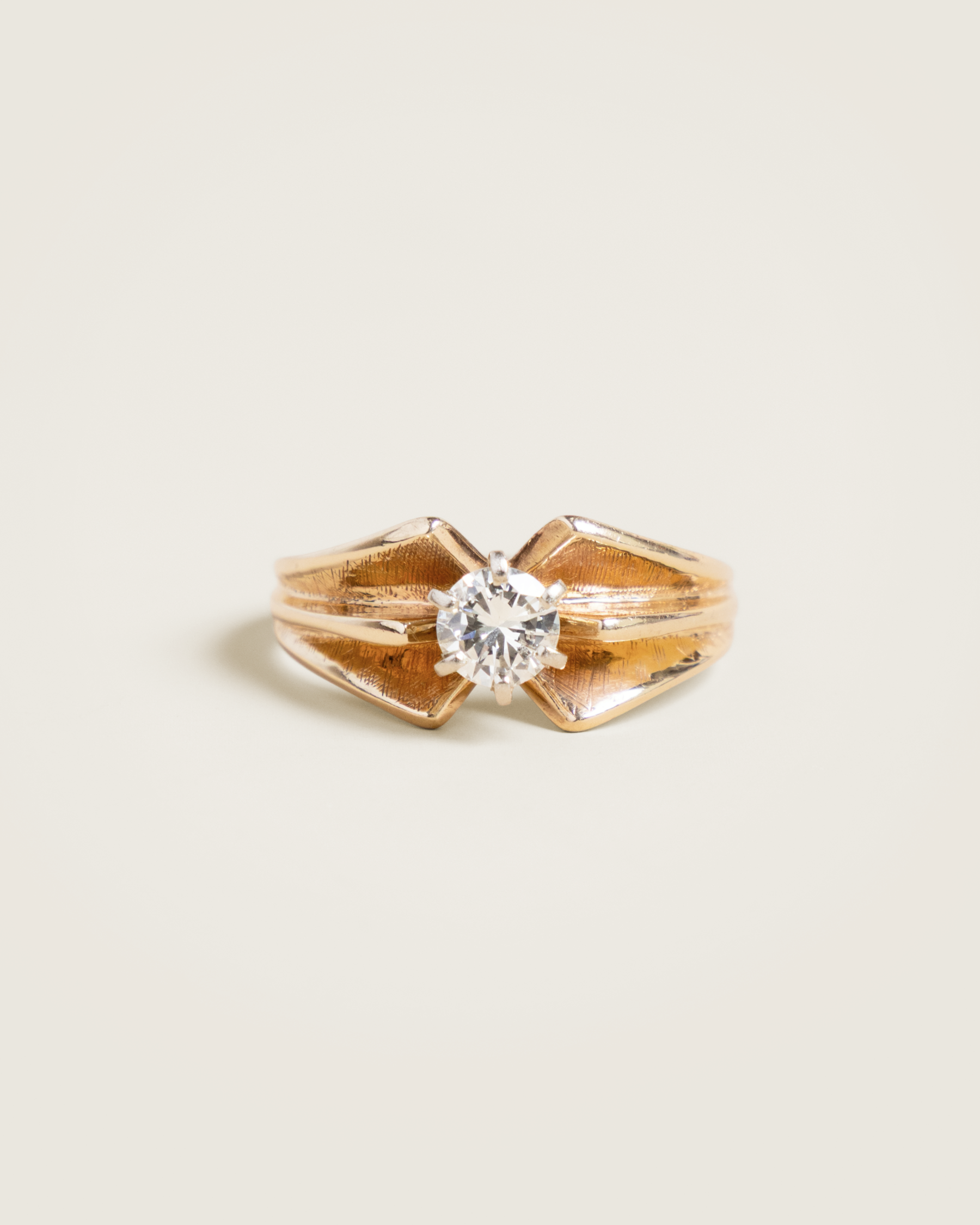 14K 0.52ct Architectural Cathedral Diamond Solitaire