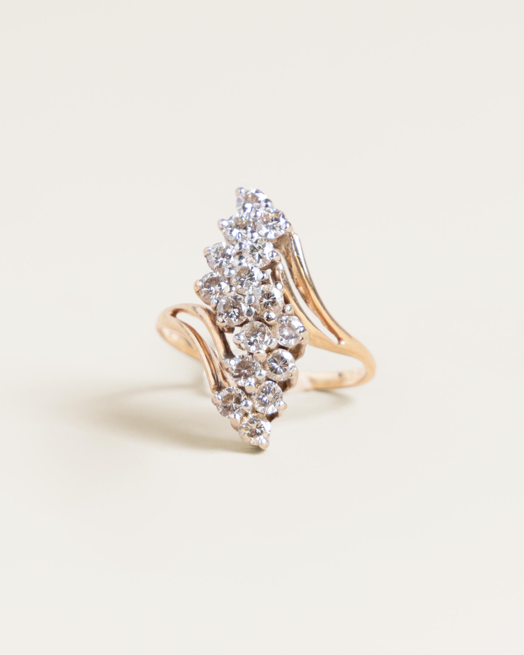 14K Two-Tone 1ctw Diamond Bypass Ring