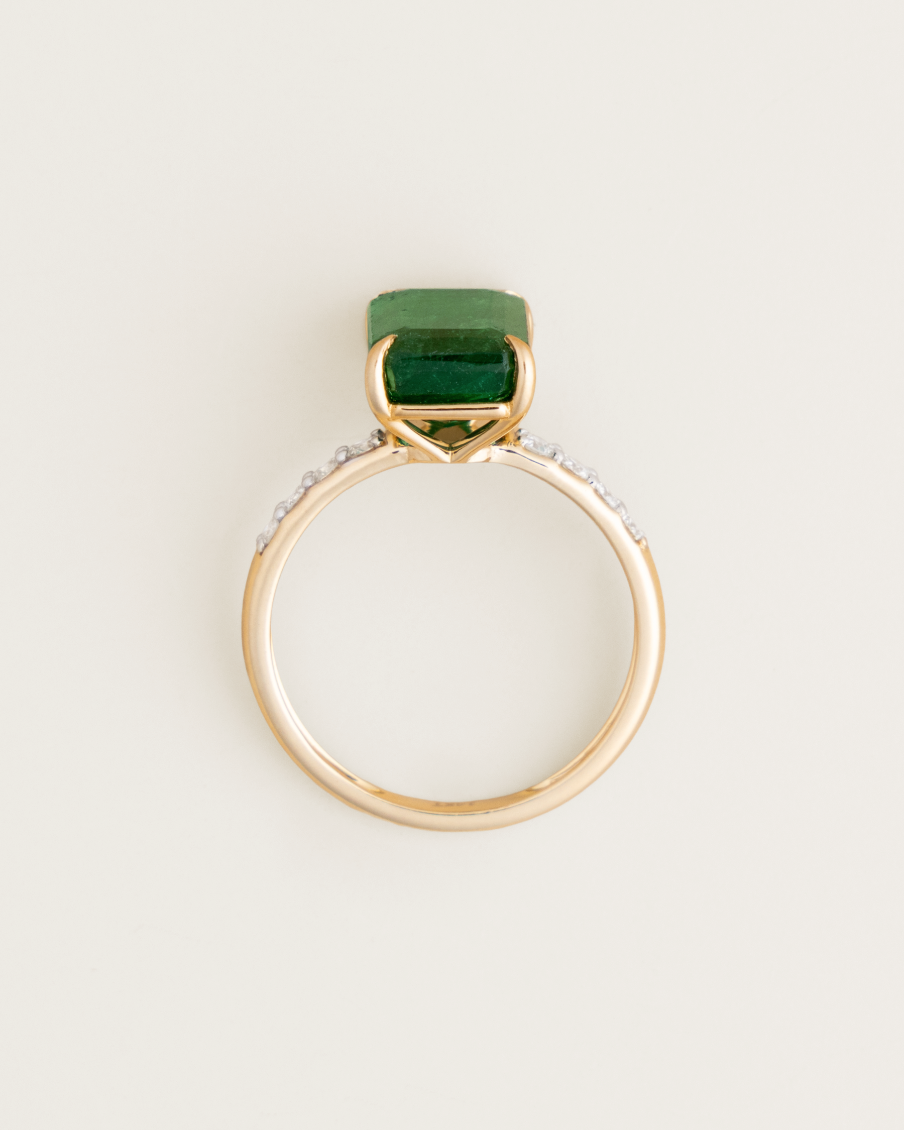 14K 3.6ct Emerald Ring with Diamond Pavé Band