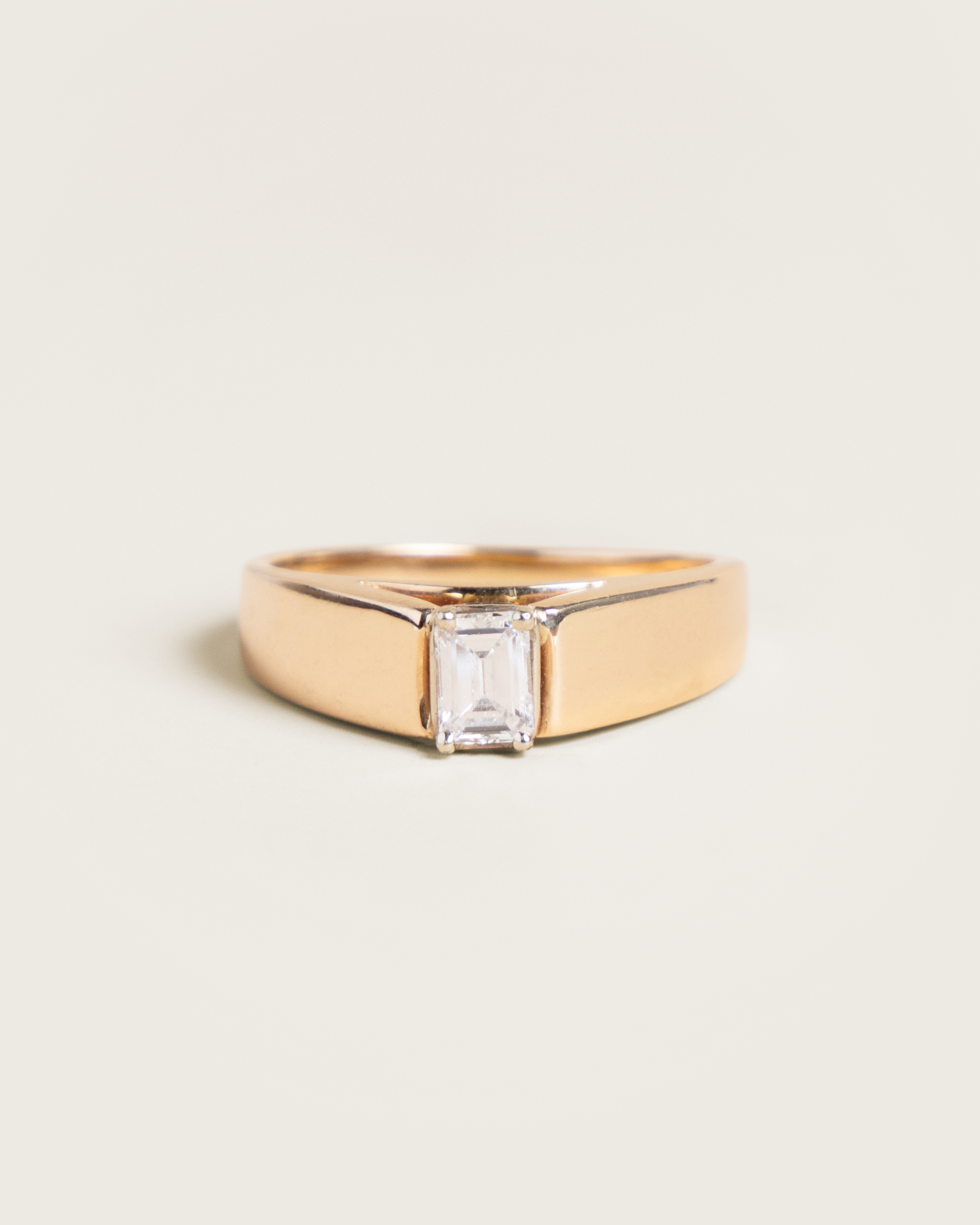 Modernist 14K 0.40ct Emerald-Cut Diamond Cathedral Solitaire