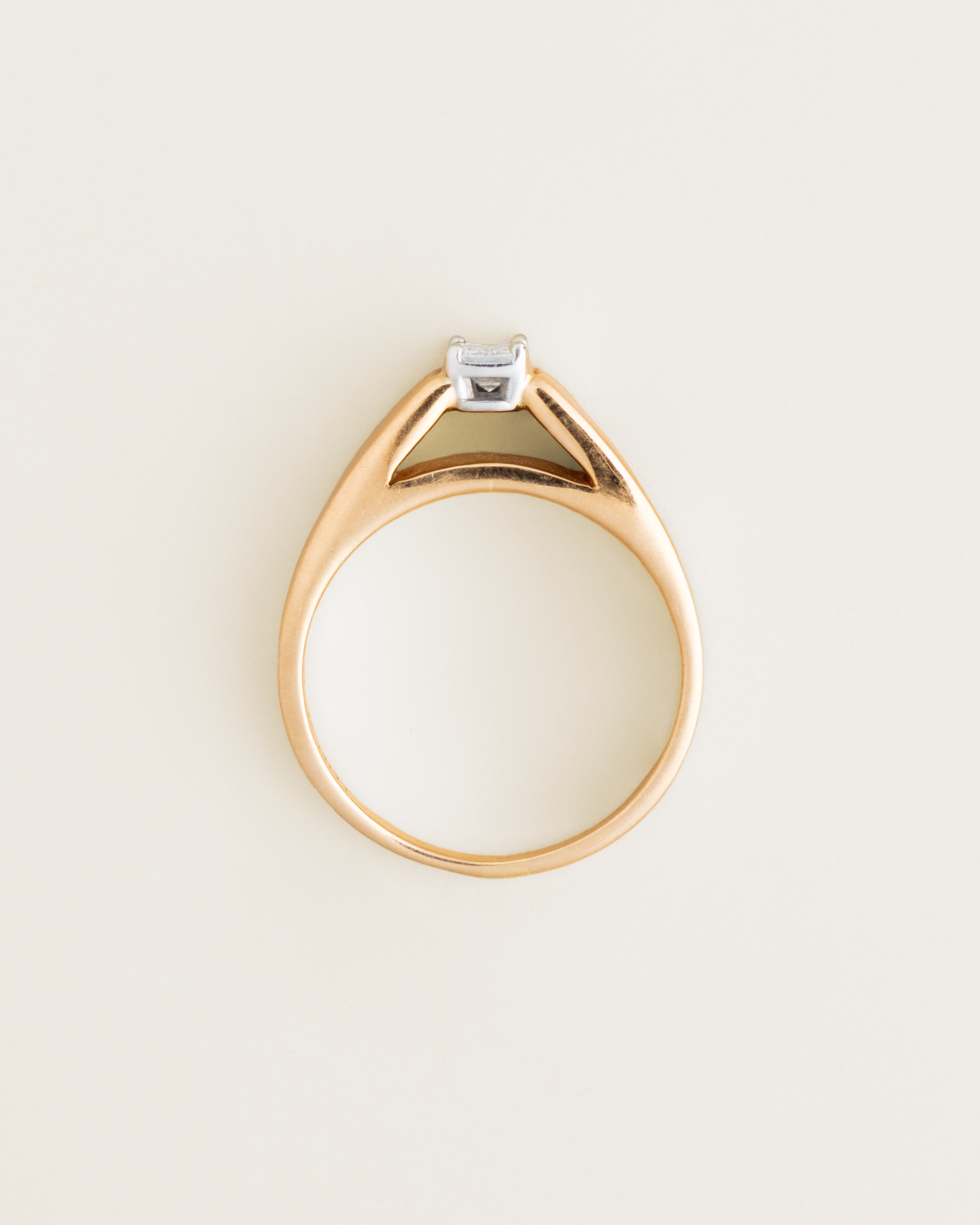 Modernist 14K 0.40ct Emerald-Cut Diamond Cathedral Solitaire