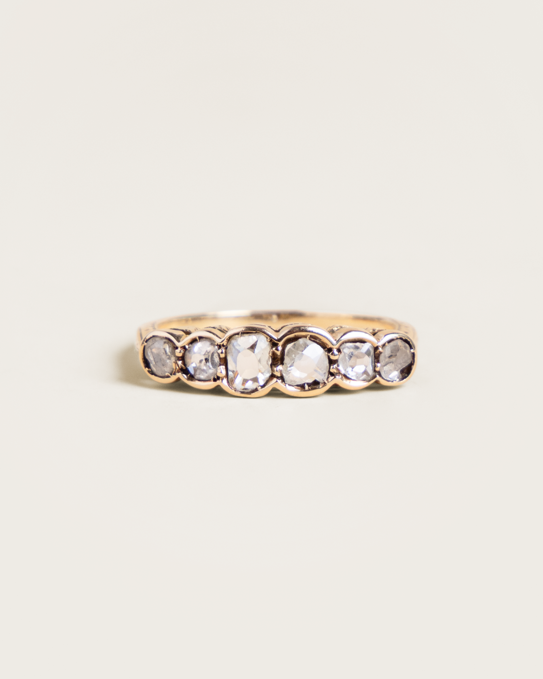 14K 0.68ctw Rose-Cut 5-Stone Victorian Revival Diamond Ring